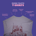 Uebersicht der Produktmerkmale des More Taste Shirts: Bio-Baumwolle, oversized, handgezeichneter Backprint, haptischer Siebdruck